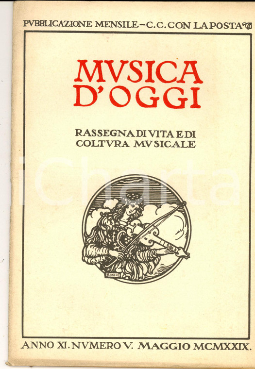 1929 MUSICA D'OGGI La vita nei canti popolari pugliesi *Rivista anno XI n°5