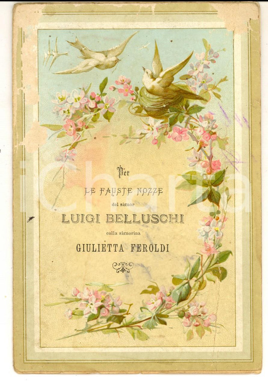 1891 BRESCIA Epitalamio per le nozze di Luigi BELLUSCHI e Giulietta FEROLDI