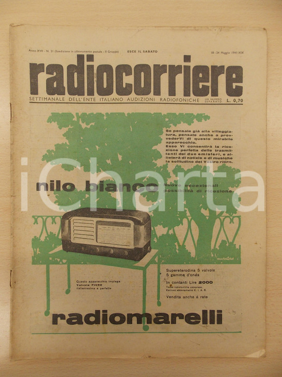 1941 RADIOCORRIERE Nuova stazione EIAR a Spalato *Rivista anno XVII n°21