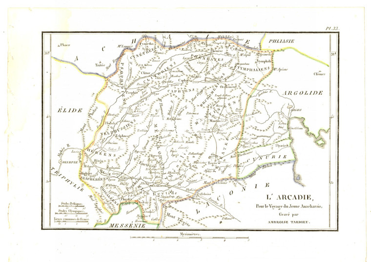 1830 Anacharsis en Grèce - L'ARCADIE *Gravure Ambroise TARDIEU pl. 33