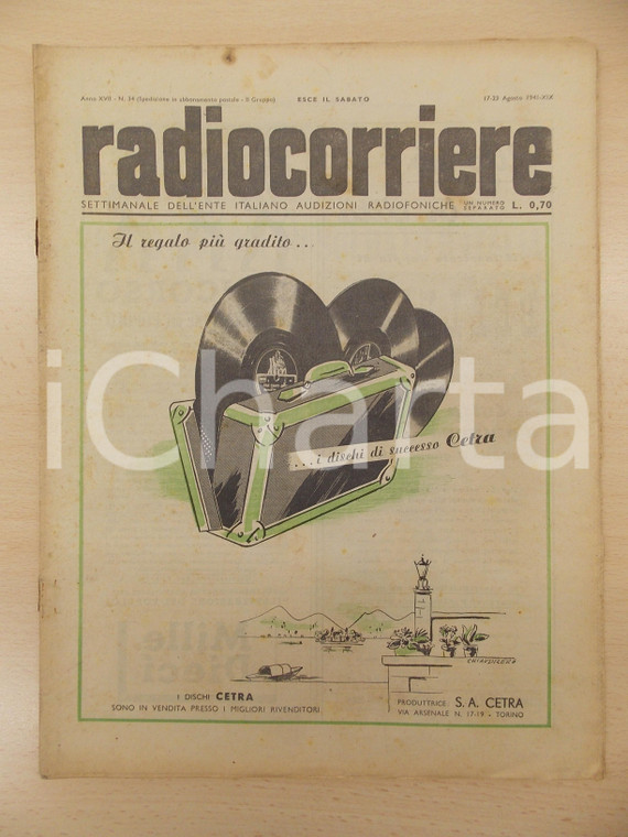 1941 RADIOCORRIERE EAIR Morte di Bruno Mussolini *Rivista anno XVII n°34