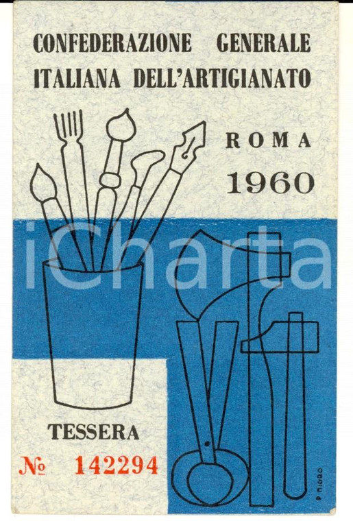 1960 RAVENNA Tessera  di CONFARTIGIANATO 5x7 cm