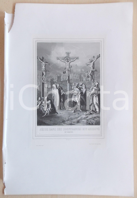 1853 VIE DE JESUS CHRIST Jésus dans ses souffrances abreuvè de vinaigre *Gravure