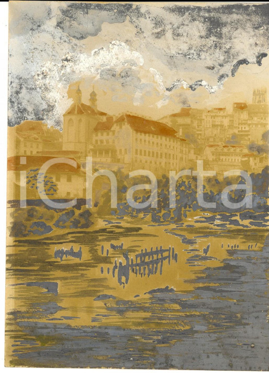 1940 ca ABBAZIA / OPATIJA (?) Veduta dal mare *Acquerello su cartoncino 13x18 cm