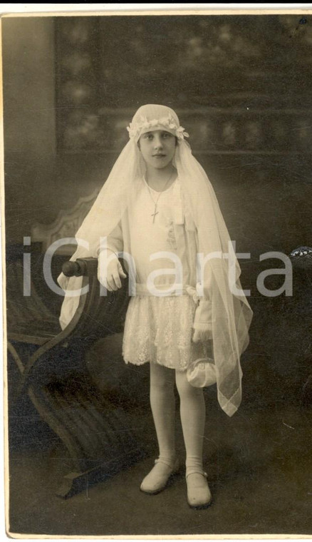 1932 MILANO Ritratto di bambina alla Cresima *Foto cartolina MAGENTA