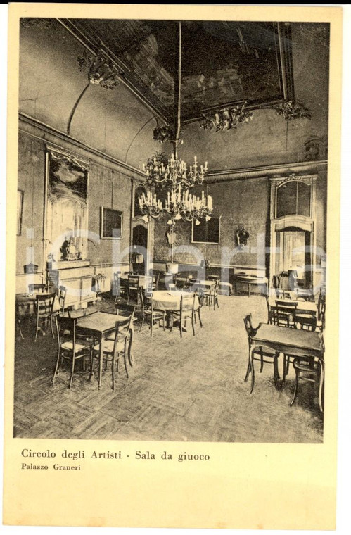 1930 ca TORINO Palazzo GRANERI Circolo degli Artisti - Sala da giuoco *Cartolina