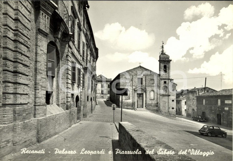 1966 RECANATI (MC) Palazzo LEOPARDI e Piazza SABATO del VILLAGGIO *Cartolina VG