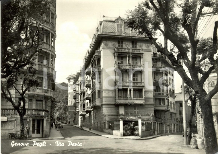 1950 ca GENOVA PEGLI Veduta di Via PAVIA con fiorista *Cartolina FG NV