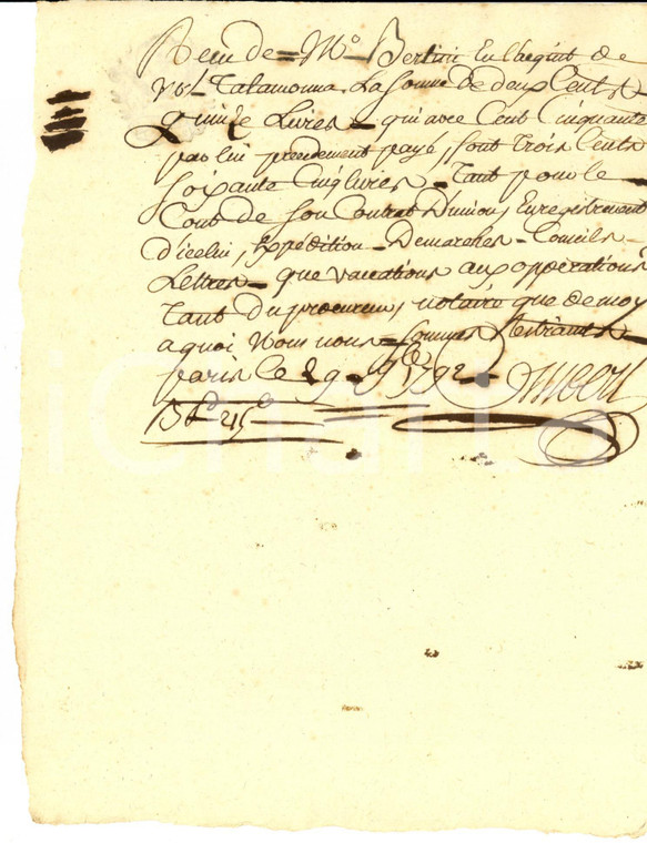 1792 VARESE Ricevuta BERTINI  a TALAMONA per saldo contratto *Manoscritto