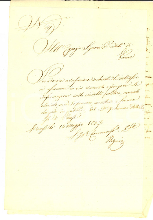 1853 VARESE Richiesta informazioni sulla condotta di don Francesco DELLA CHIESA