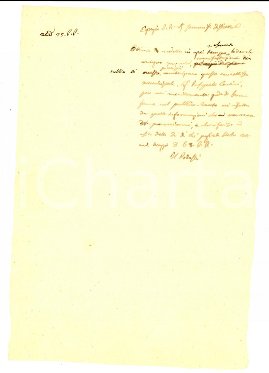 1850 ca VARESE Ottima condotta di Pasquale CANTINI cancellista municipale