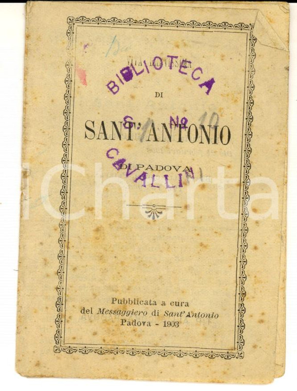 1903 ASTI Vita devotissima di S. Antonio di PADOVA *Libretto