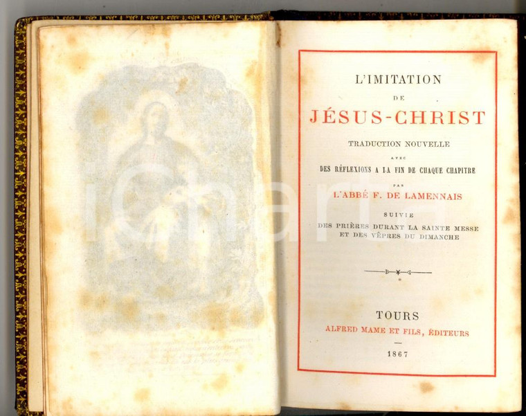 1867 Abbé de LAMENNAIS L'imitation de Jésus-Christ *Ed. Alfred MAME' TOURS