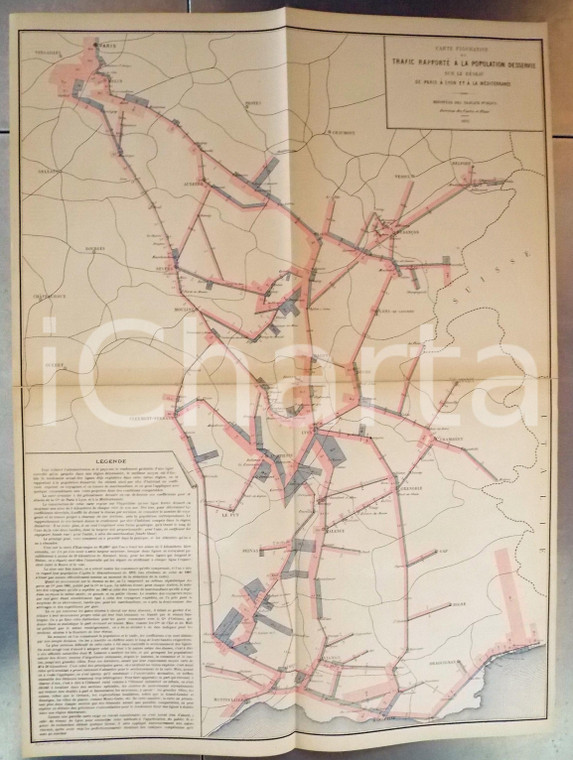 1882 PARIS-LYON Trafic sur le réseau par rapport à la population planche 6 48x66