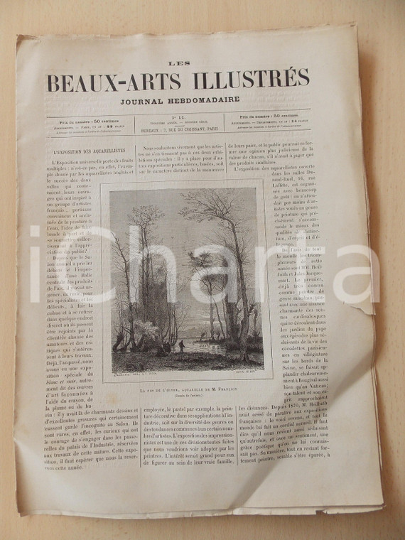 1878 Les BEAUX-ARTS ILLUSTRES - Exposition des aquarellistes *Revue n°11 