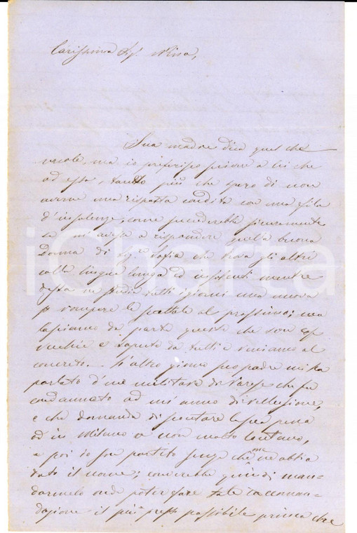 1867 MILANO Lettera a Giulia GAVAZZI SPERONI pro militare condannato al carcere