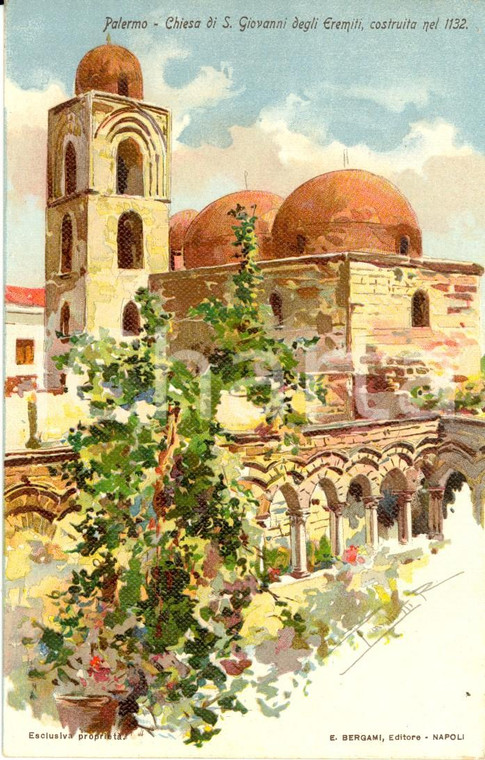 1910 ca PALERMO Veduta Chiesa di SAN GIOVANNI degli EREMITI *Cartolina FP NV