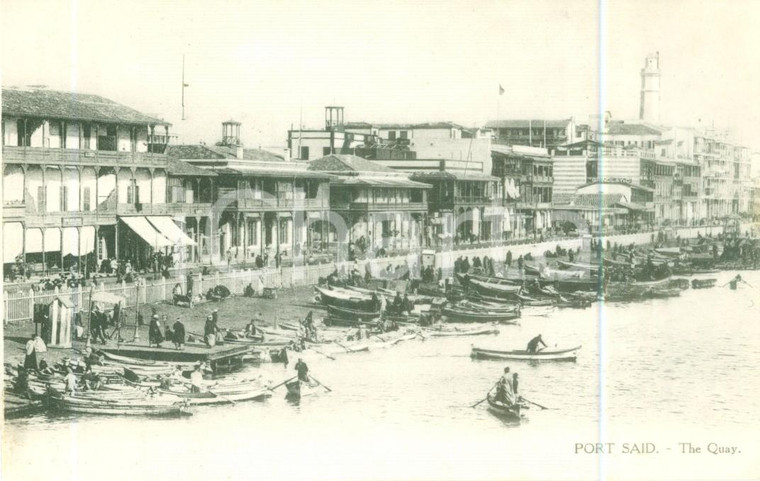 1930 ca PORTO SAID (EGITTO) Barche alla banchina del porto *Cartolina FP NV