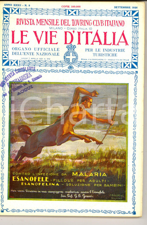 1926 LE VIE D'ITALIA TCI Parco della Reggia di Caserta *Anno XXXII n°9