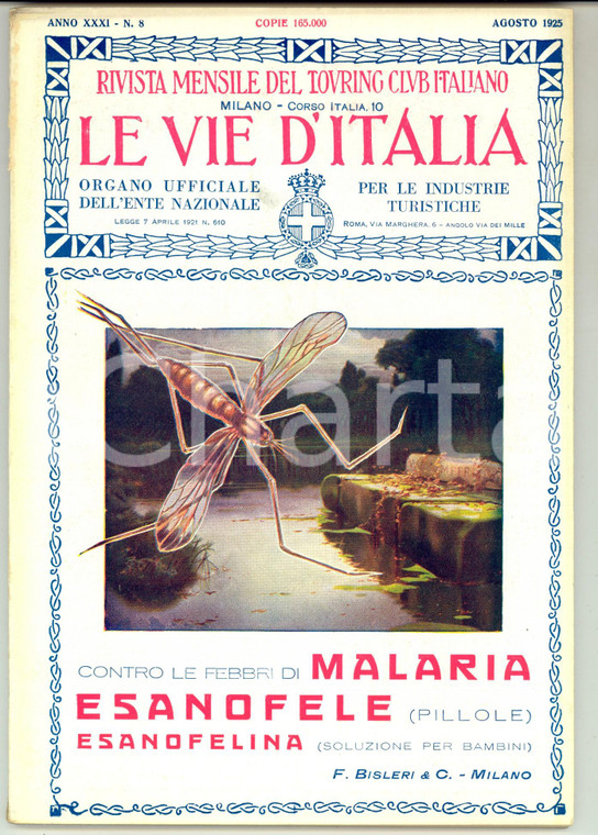 1925 LE VIE D'ITALIA TCI SACILE terra di sagre *Rivista Anno XXXI n°8