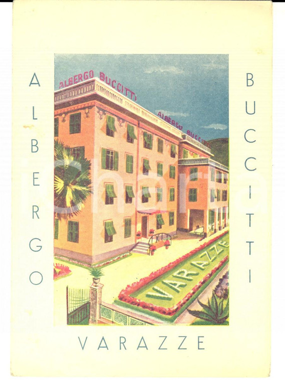 1950 ca VARAZZE (SV) Albergo BUCCITTI *Cartolina ILLUSTRATA VINTAGE FG NV