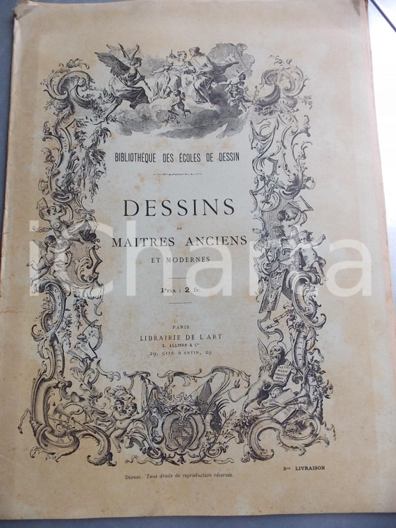 1890 ca PARIS Dessins des maîtres anciens et modernes *LIBRAIRIE DE L'ART Revue 