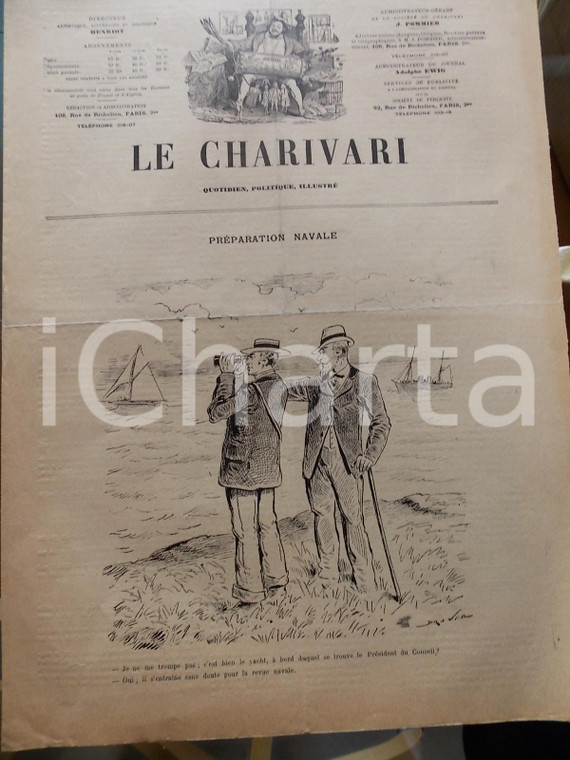 1901 LE CHARIVARI Préparation navale *Quotidien politique ILLUSTRE' DRANER