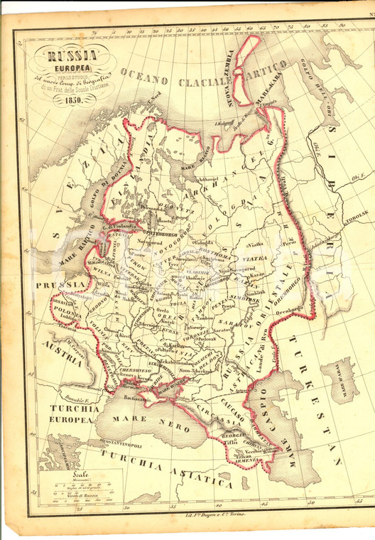 1850 TORINO Fratelli Scuole Cristiane - Atlante - Russia europea *Tav.  20