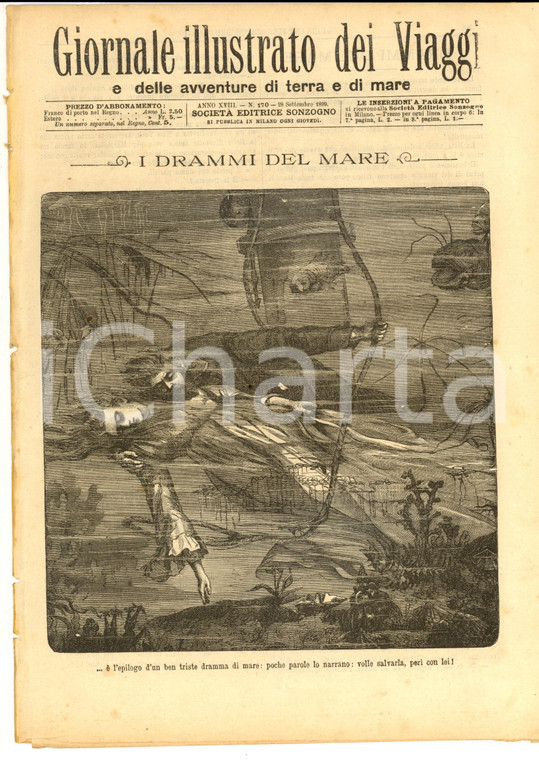 1899 GIORNALE ILLUSTRATO DEI VIAGGI I drammi del mare *Anno XVIII n° 170