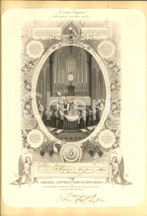 1880 FRANCE Eglise SAINT GERMAIN Première Communion de Georges ADAM