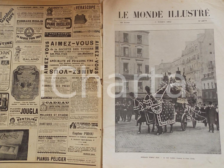 1902 LE MONDE ILLUSTRÉ Obsèques d'Emile ZOLA *Sovracoperta n° 2376