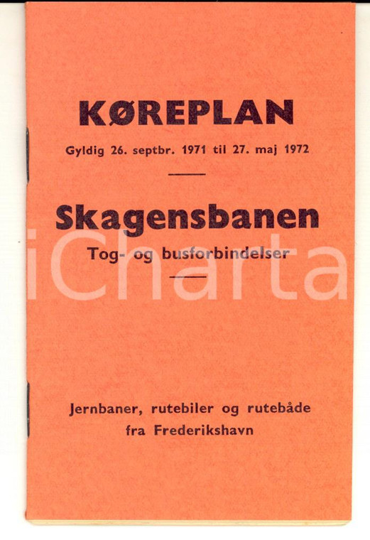 1971 DENMARK AALBORG Orario ferroviario / Skagensbanen Tog-og busforbindelser 