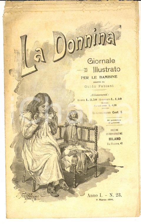 1899 LA DONNINA Giornale per bambine - L'ubriaco *Anno 1 n° 23