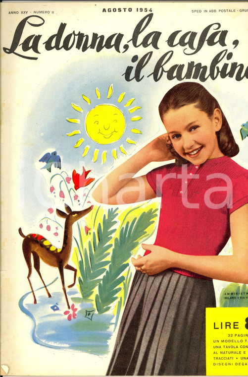 1954 LA DONNA, LA CASA, IL BAMBINO Accessori ricamati *Rivista anno XXV n°8