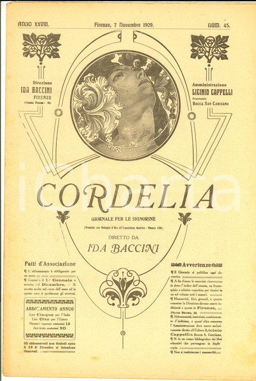 1909 CORDELIA La cultura delle giovinette *Rivista anno XXVIII n°45