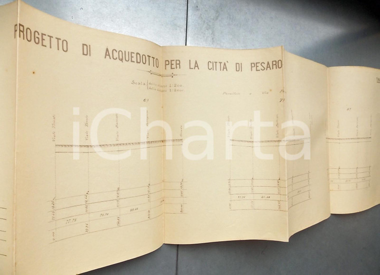 1910 ca PESARO Progetto per il nuovo acquedotto - tav. 10 *Planimetria 110x32 cm