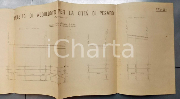 1910 ca PESARO Progetto per il nuovo acquedotto - tav. 11 *Planimetria 110x32 cm