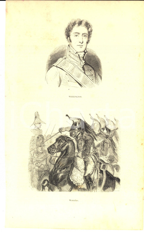 1850 ca Bataille de Waterloo - Wellington *Stampa NAPOLEONICA cm 17x27