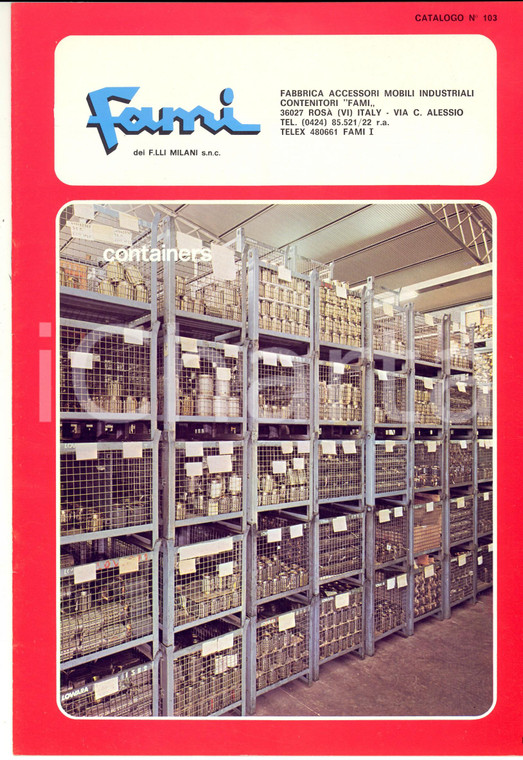 1970 ca ROSA' (VI) Ditta FAMI Catalogo ILLUSTRATO containers in rete e lamiera
