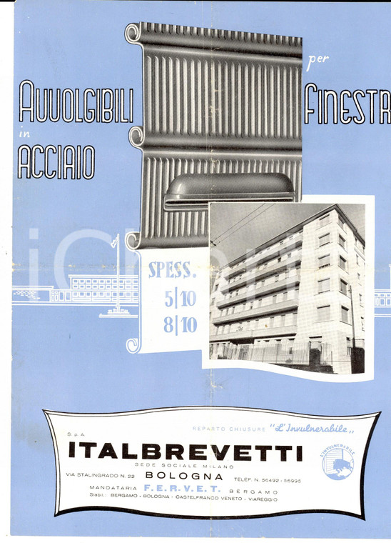 1951 ITALBREVETTI Avvolgibili per finestre in acciaio *Pubblicitario 20x30