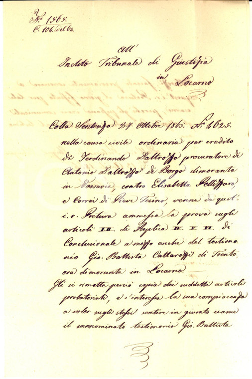 1866 STRIGNO (TN) Lettera su lite Ferdinando DALTROZZO - Elisabetta PELLIZZARO