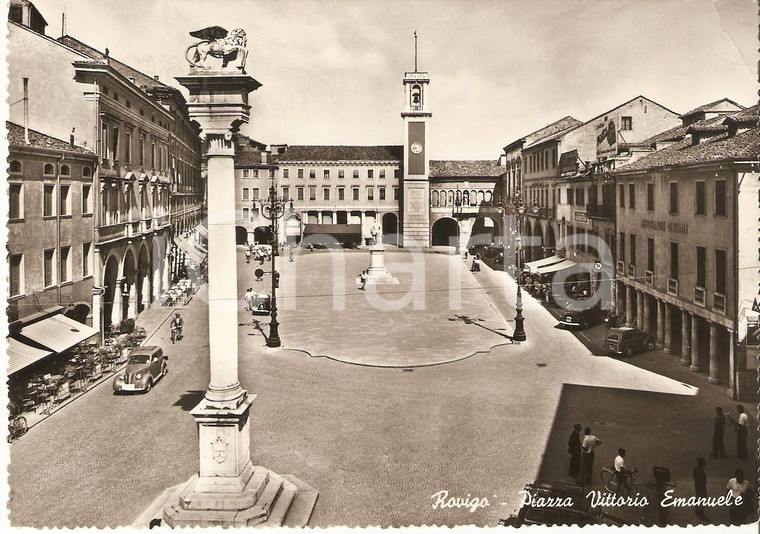 1960 ca ROVIGO PIazza Vittorio Emanuele ANIMATA *Cartolina FG VG