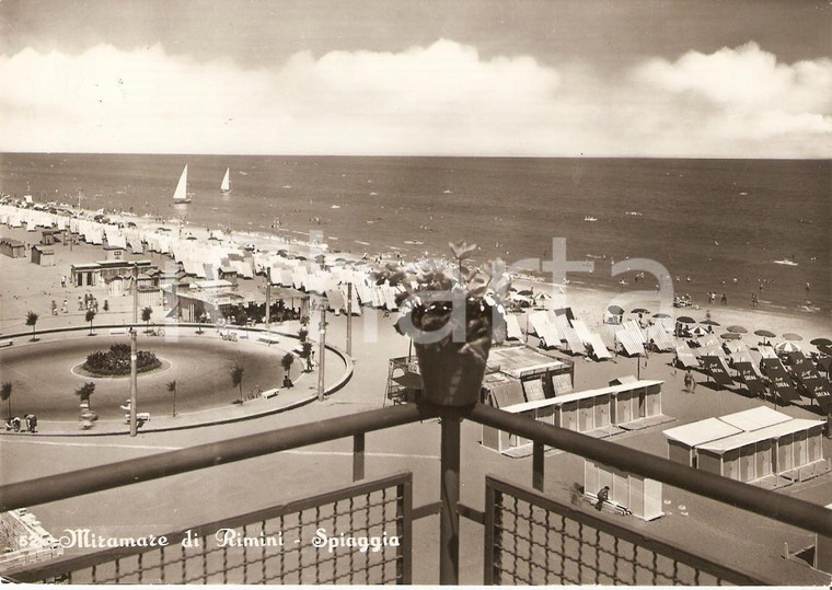 1960 MIRAMARE DI RIMINI Panorama con spiaggia *Cartolina FG VG