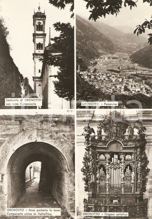 1955 ca GROSOTTO (SO) Vedutine con Santuario e torre campanaria *Cartolina FG NV