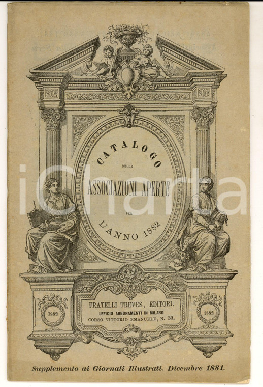 1881 MILANO Fratelli TREVES Catalogo delle associazioni aperte per il 1882