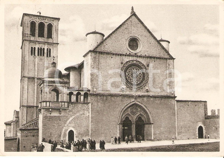1952 ASSISI (PG) Basilica SAN FRANCESCO Chiesa Superiore Cartolina ANIMATA FG NV