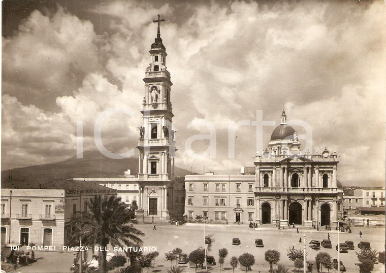 1955 ca POMPEI (NA) Piazza Santuario Beata Vergine del Rosario *Cartolina FG NV