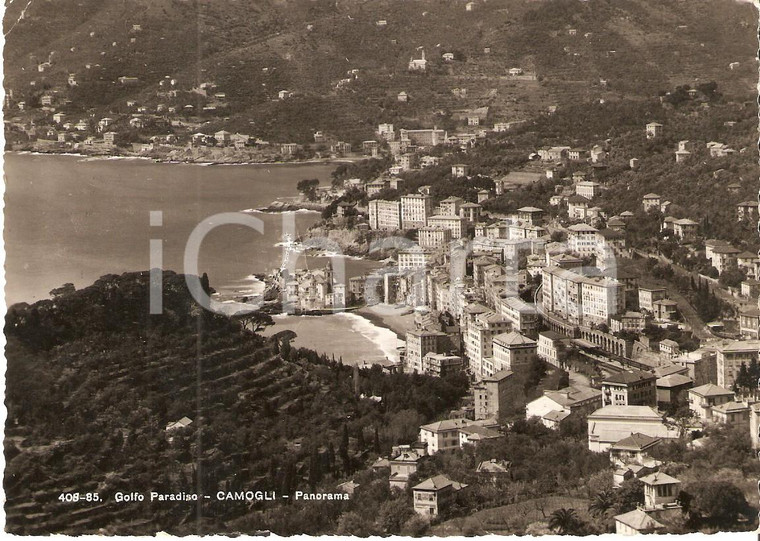 1955 ca CAMOGLI (GE) Panorama con Golfo Paradiso *Cartolina FG VG