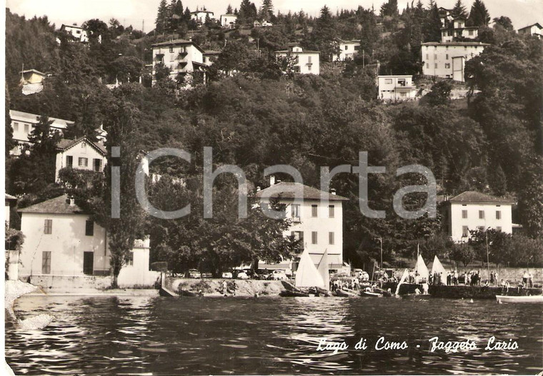 1964 FAGGETO LARIO (CO) Panorama con Lago di Como *Cartolina FG VG
