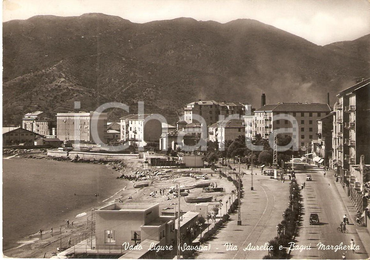 1952 VADO LIGURE (SV) Via Aurelia e Bagni Margherita *Cartolina FG VG